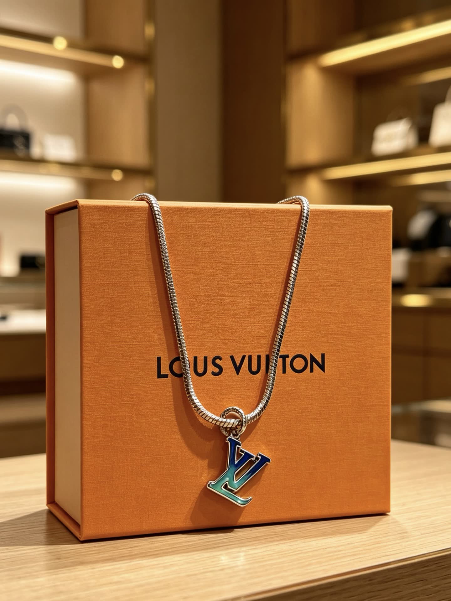 Louis Vuitton Monogram 'LV' Pendant Necklace
